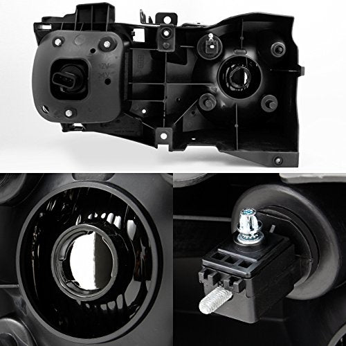 Akkon - For Hummer H3 | H3T Black Amber Headlights Head Lamps Driver Left + Passenger Right Side Replacement Set