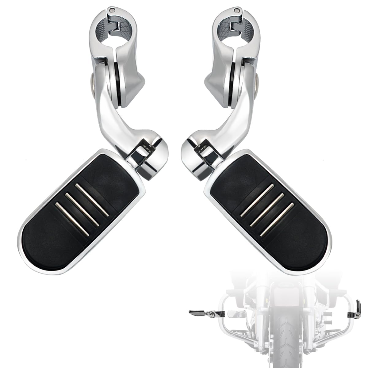 Fovplue 1.25'' Highway Footpegs,Short Angled Adjustable Highway Pegs W/Mount For Harley Touring Street Glide Electra Glide Road