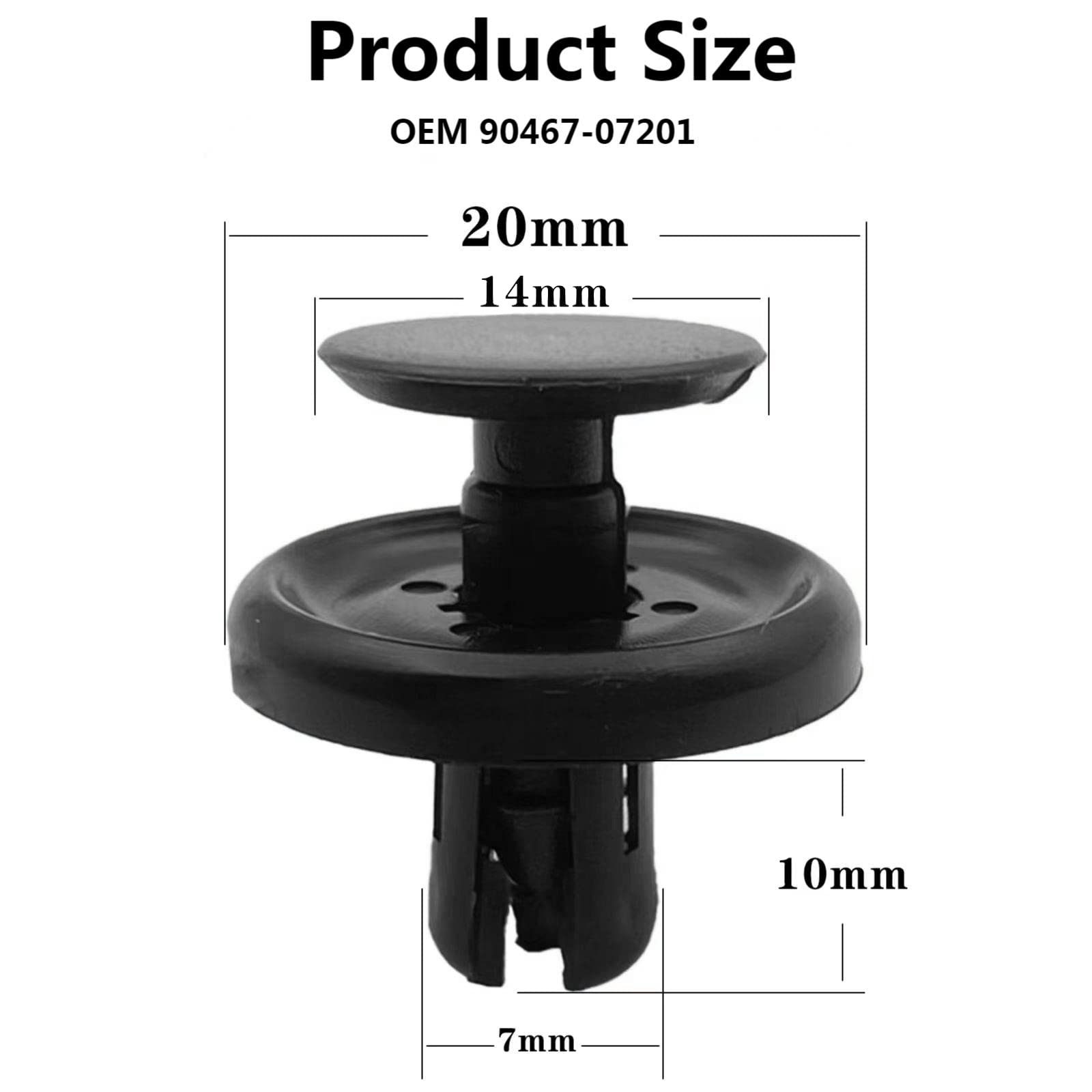 100Pcs Nylon Engine Under Cover Push-Type Retainer Clips Engine Splash Shield Fender Liner Trunk Lid Trim With Bonus Fastener Remover Compatible With Toyota Lexus 90467-07201