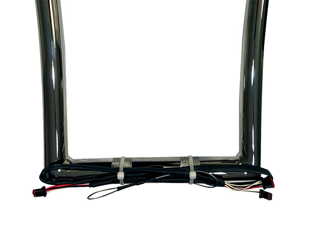 Pre Wired Dominator Industries 1 1/4 Inch Road Glide Meathook Ape Hanger Handlebars, 14 Inch Rise, Chrome For 2015-2022 Harley Road Glides