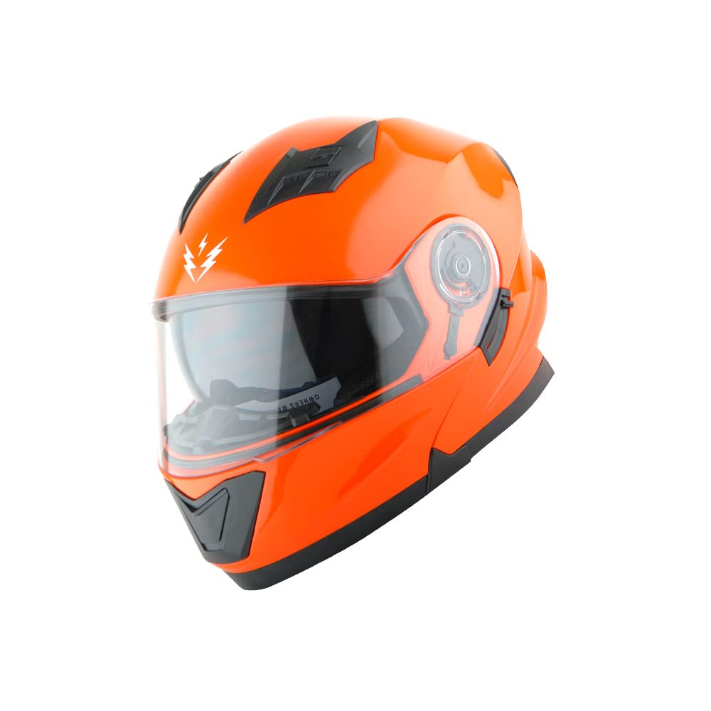 1Storm New Motorcycle Bike Modular Full Face Helmet Dual Visor Sun Shield: Glossy Orange