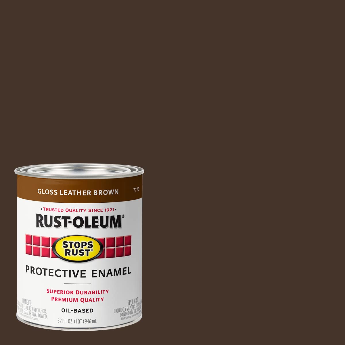 Stops Rust Gloss Brush On Paintrust-Oleum 7775502 Stops Rust Brush On Paint, Quart, Gloss Leather Brown