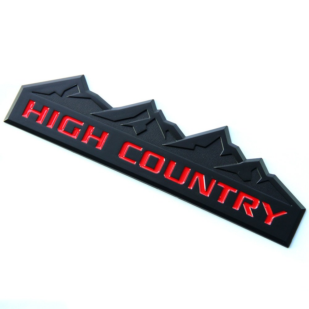 Yoaoo 3X Genuine Black High Country Emblem Badges Door Tailgate 3D Nameplate For Silverado 1500 2500Hd Sierra 3500Hd Oem Red
