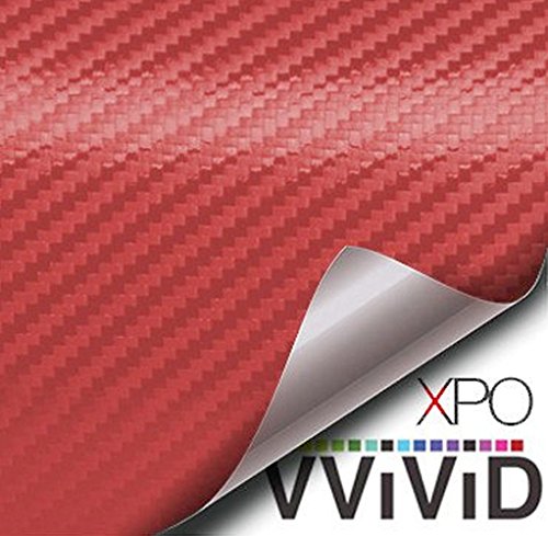 Vvivid Dry Carbon Fiber Detailing Vinyl Wrap Tape 2 Inch X 20Ft Roll Diy (Red)