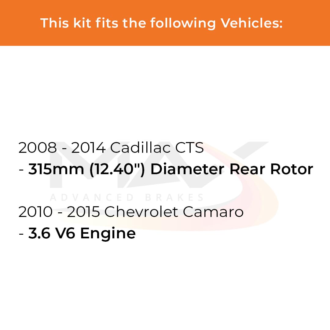 Max Advanced Brakes Rear Brake Kit For 2008-2012 2013 2014 Cadillac Cts 2010 2011 2012 2013 2014 2015 Chevy Camaro Replacement Premium Oe Disc Brake Rotors And Ceramic Brake Pads