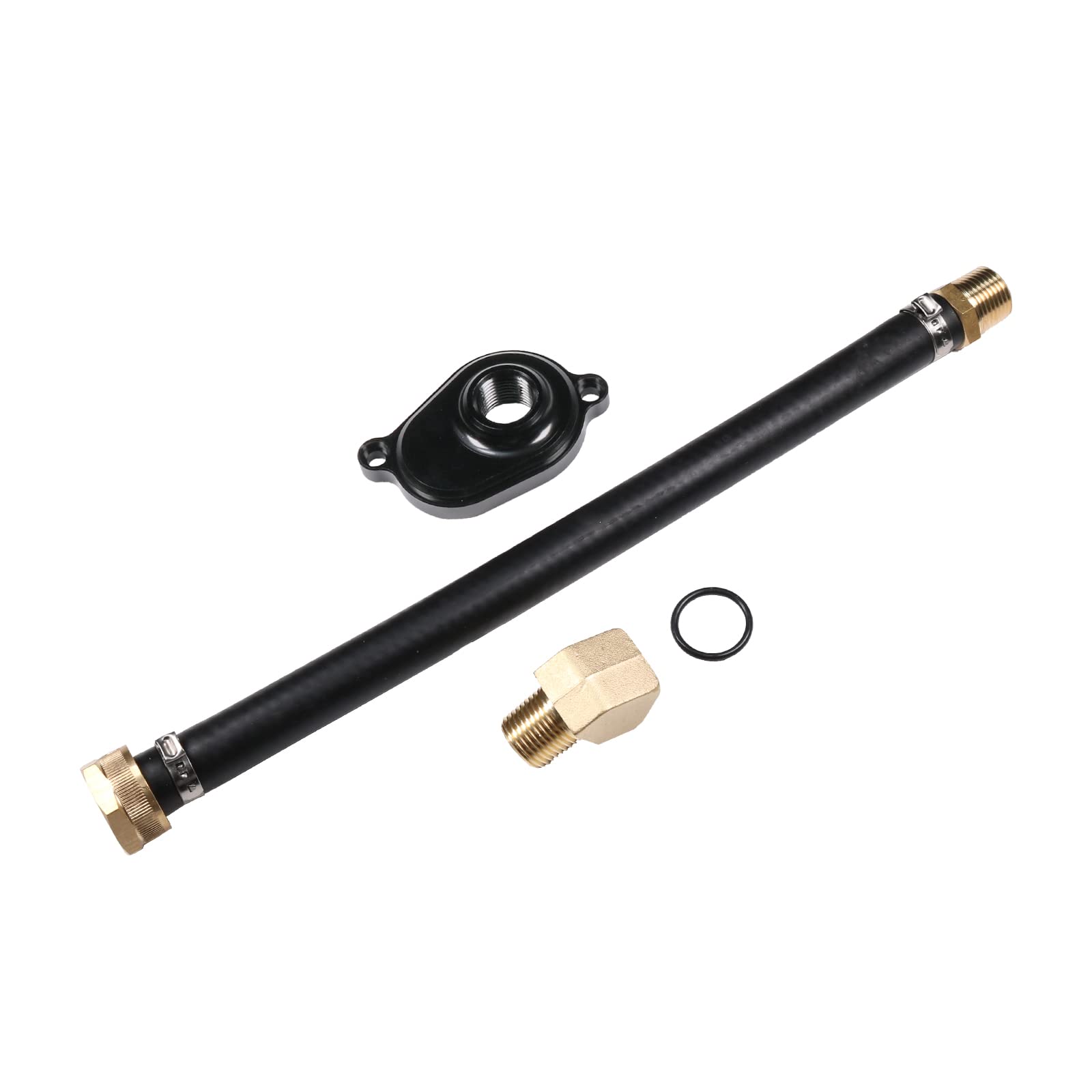 Carmocar 6.0L Oil Cooler Flush Kit With Black Aluminum Anodize Adapter Replacement For Ford 2003 2004 2005 2006 2007 2008 2009 2