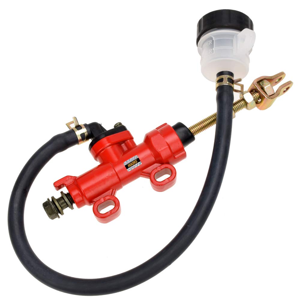 Hiaors Rear Brake Master Cylinder With Reservoir For Powersports 98Cc 3.0Hp Ck100 Kt196 Buggy Go Kart Red