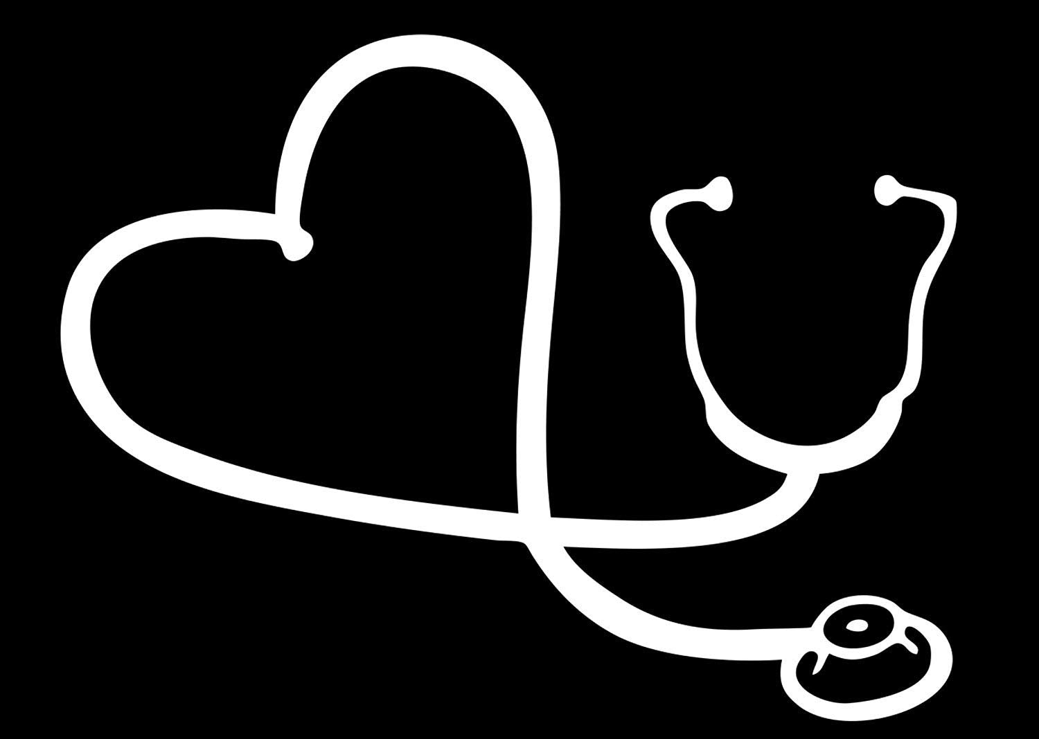 White Heart Stethoscope Car Window Decal 6 '' White