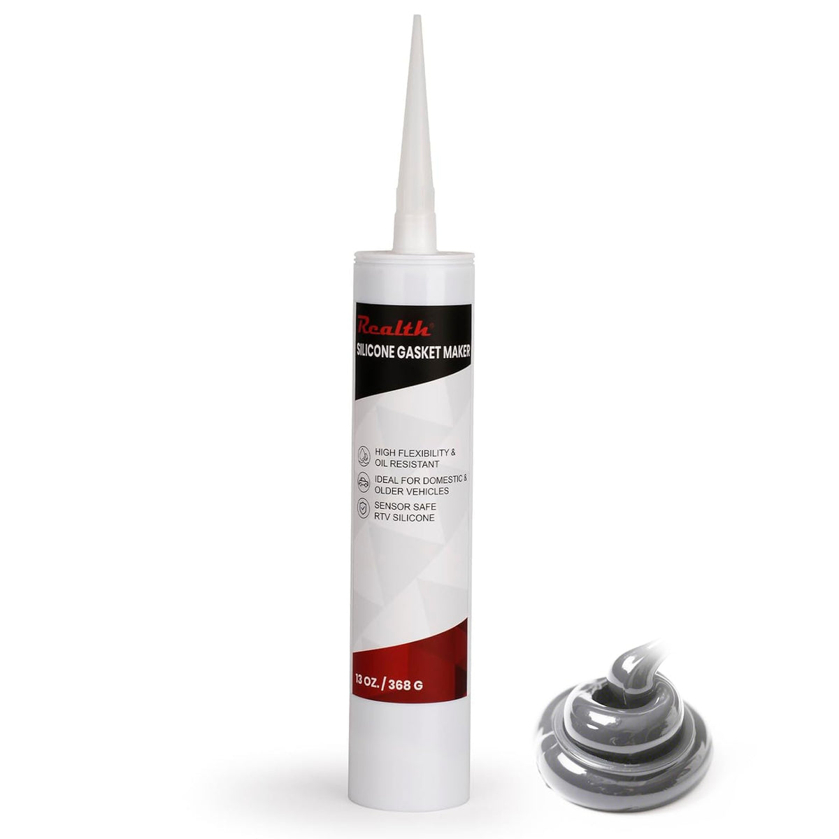 RTV Silicone Gasket Maker Grey, High Temperature Gasket Sealer 13 Oz., Resistance Sealant High Strength Flange Sealing for Autom