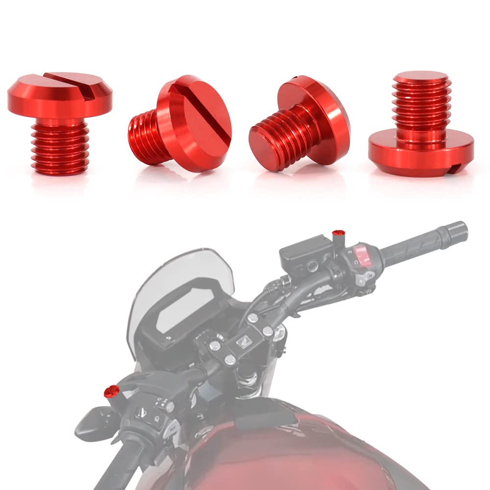 Xitomer 4 Pcs M10X1.25 Mirror Hole Plugs, Fit For Nc750S Mt/ Cb1000R/ Grom Msx125, Z250Sl/ Z400/ Z125, Speed Triple 1050 And So On, Aluminum Cnc (Red)
