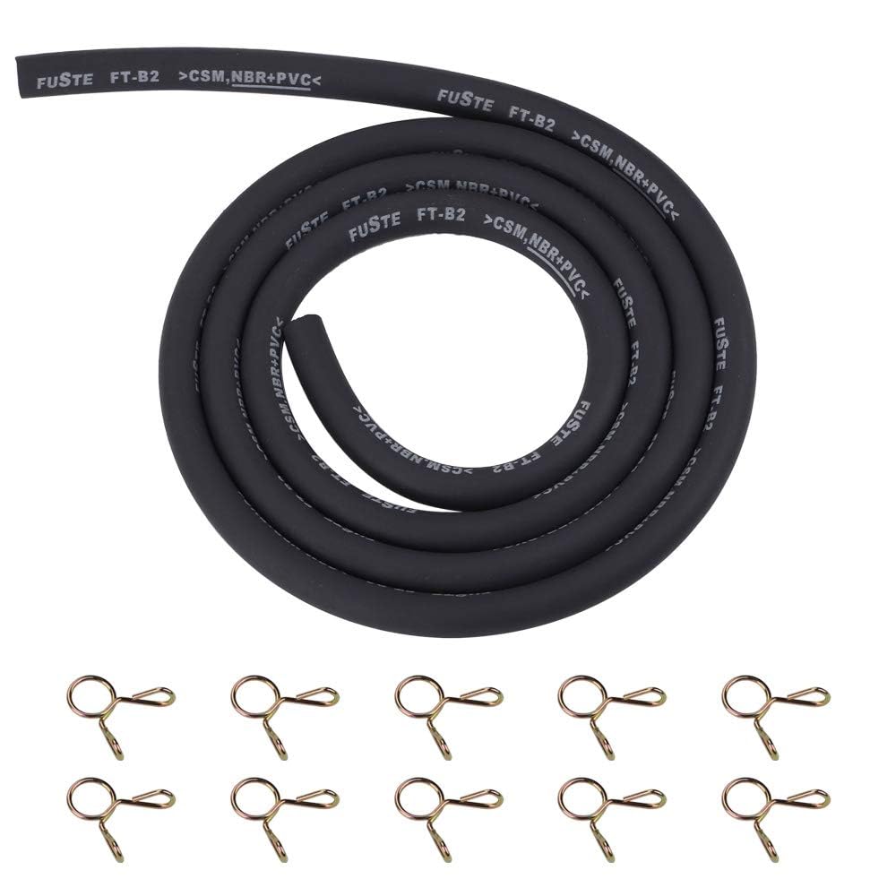 Wetenex 1/8'' Fuel Line Gas Line 10 Feet Long with 10 Clamps for Kawasaki EZGO Snowmobile Lawn Mowers Tractors Bike Scooter ATV 