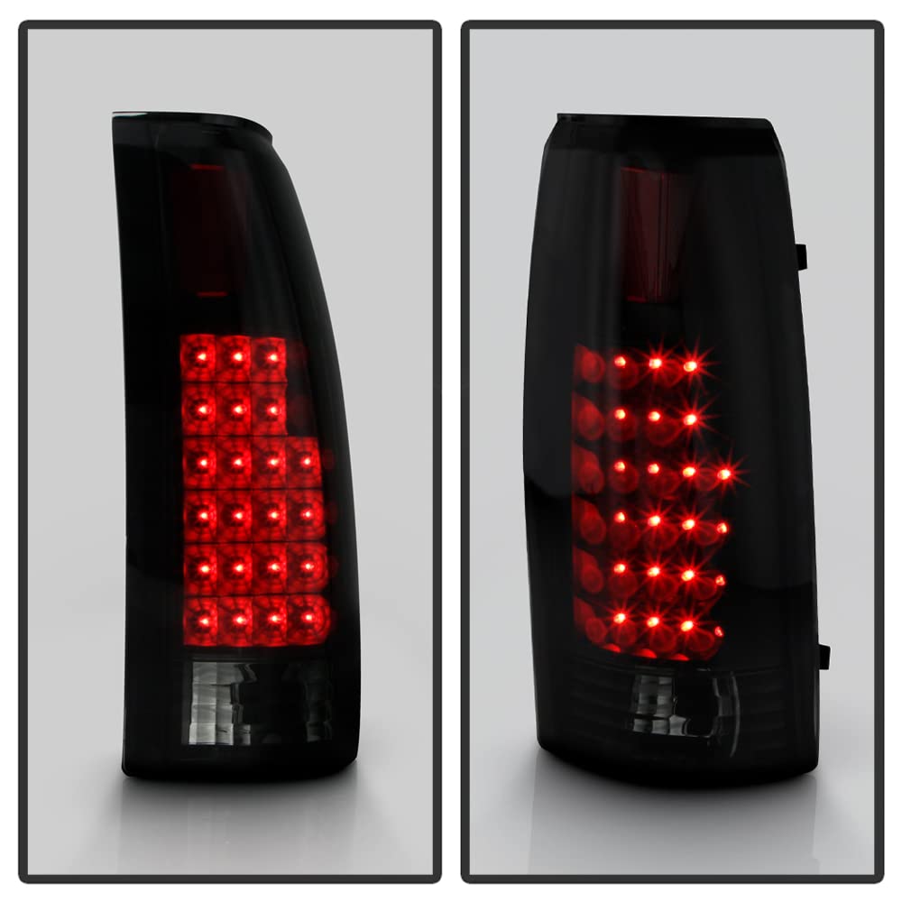 Acanii - For Black Smoke 1988-1998 Chevy Silverado Gmc Sierra Suburban Tahoe Led Tail Lights Driver & Passenger Side