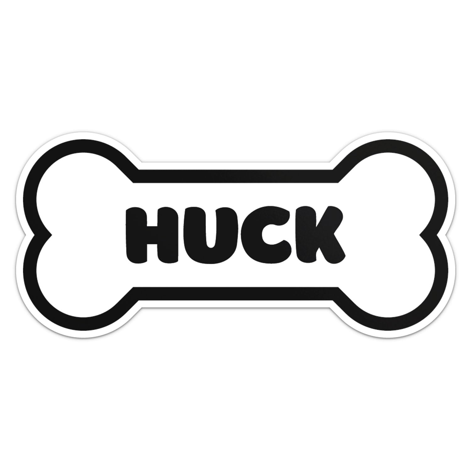 Huck Dog Name Sticker - Waterproof Vinyl Decal For Car Bumper, Laptop, Water Bottle, Wall, And Window, Size - 6'' Longer Side