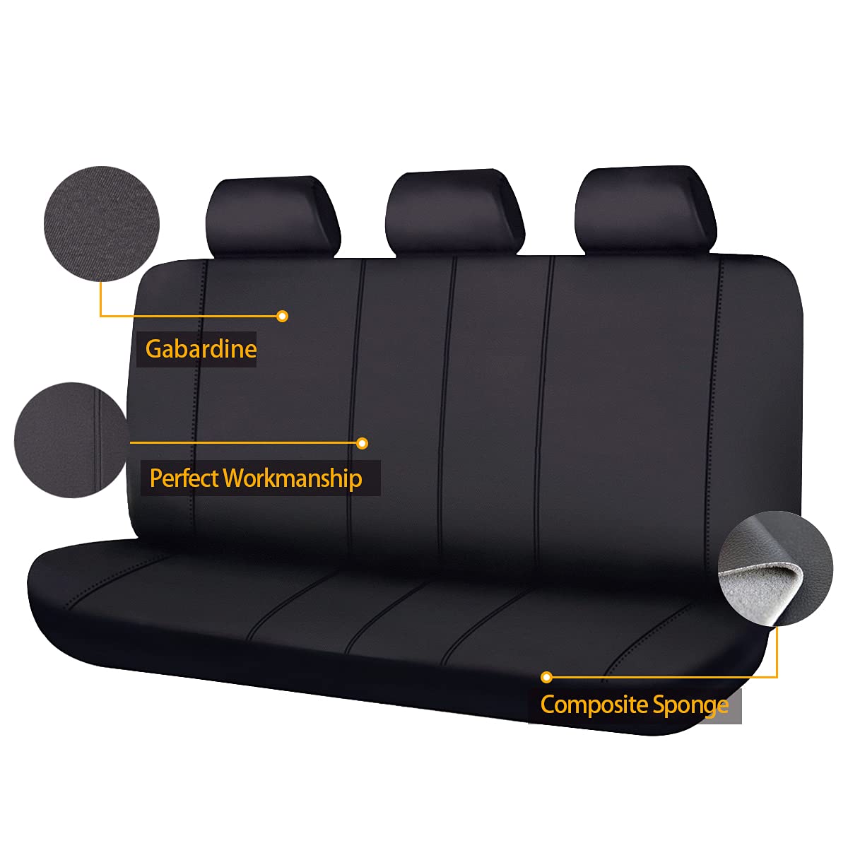 Flying Banner Rear Bench car seat Covers car seat Protectors Split 40/60 50/50 60/40 (Solid Black, Better)