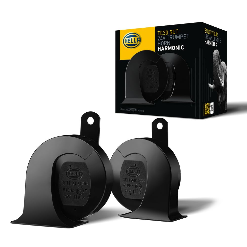 Hella 940800821 Black 24V Bx Trumpet Horn Kit (Universal Fit)
