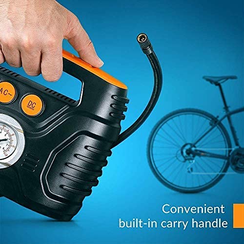 Kensun Ac/Dc Power Supply Portable Air Compressor Pump With Analog Display To 100 Psi For Home (110V) And Car (12V), Tire Inflat