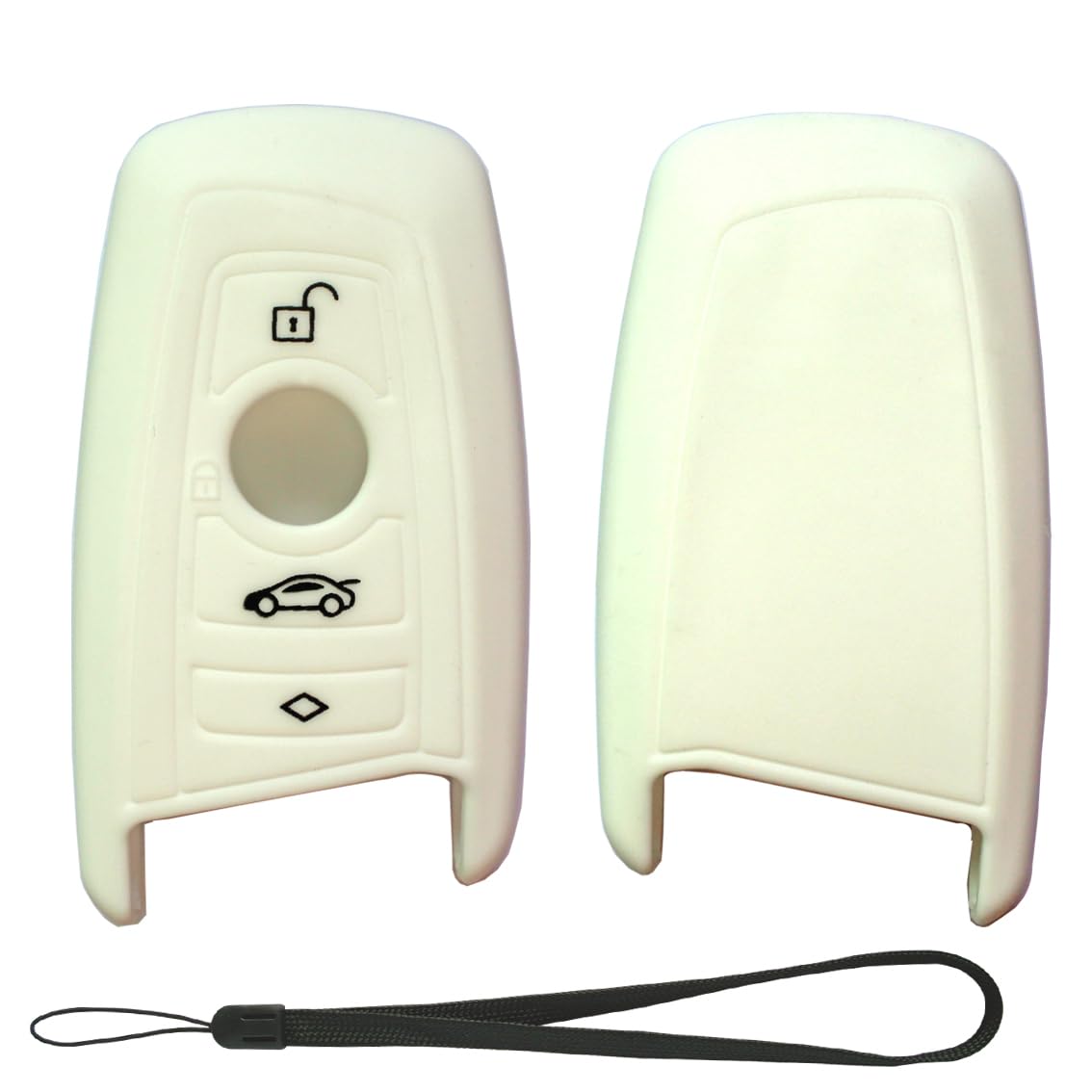 Velsman Compatible With Bmw Trapezoid Style Key Fob Silicone Case Cover Protector Holder W/ Wrist Strap - 3 Buttons - Please Dou