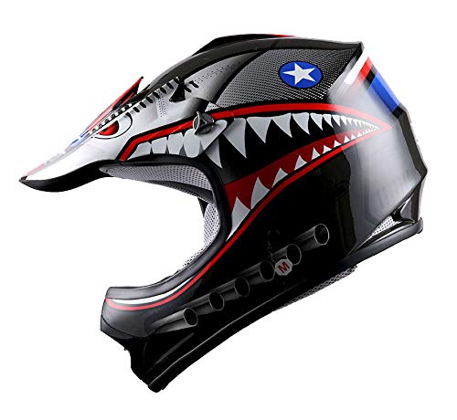 Wow Youth Kids Motocross Bmx Mx Atv Dirt Bike Moutain Helmet Shark Black