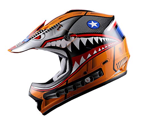 Wow Youth Kids Motocross Bmx Mx Atv Dirt Bike Moutain Helmet Shark Orange