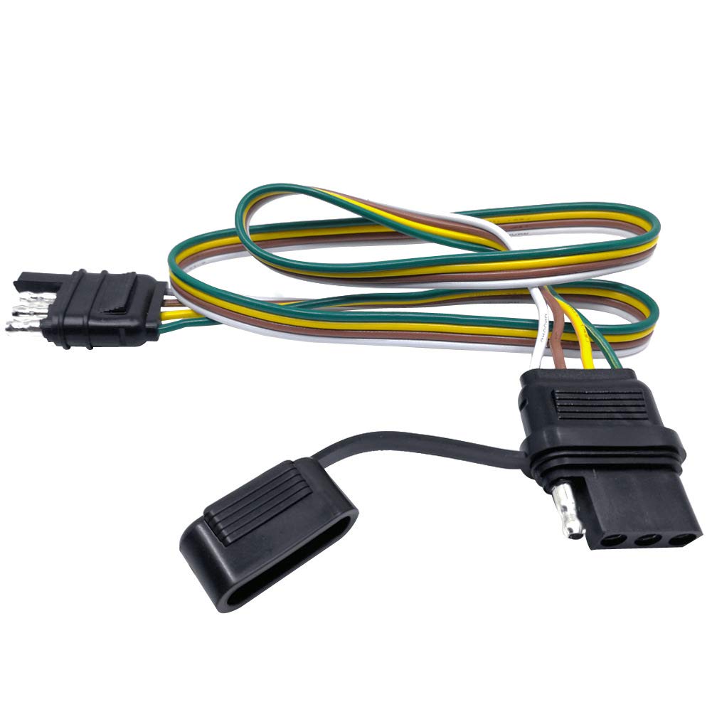 Carrofix Trailer 4 Wire Plug 32'' Inch 4 Pin Flat Wire Extension Male & Female Connector