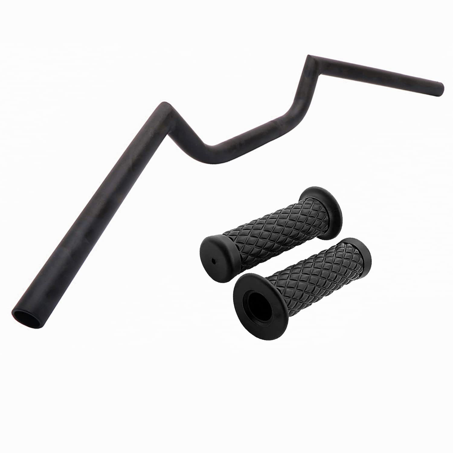 Anxin Motorcycle 7/8'' 22Mm Handlebar With Rubber Handlebar Grips Cafe Racer Ace Clubman Style Handlebars Universal For Bobber Custom Application Black