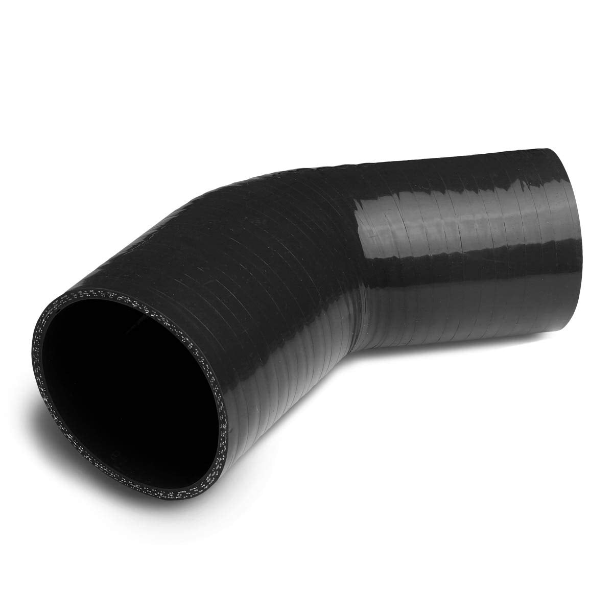 Auto Dynasty 1.5 Inches To 1.75 Inches 45 Degree Elbow Turbo/Intercooler/Intake Piping Coupler Reducer Silicone Hose (Black)