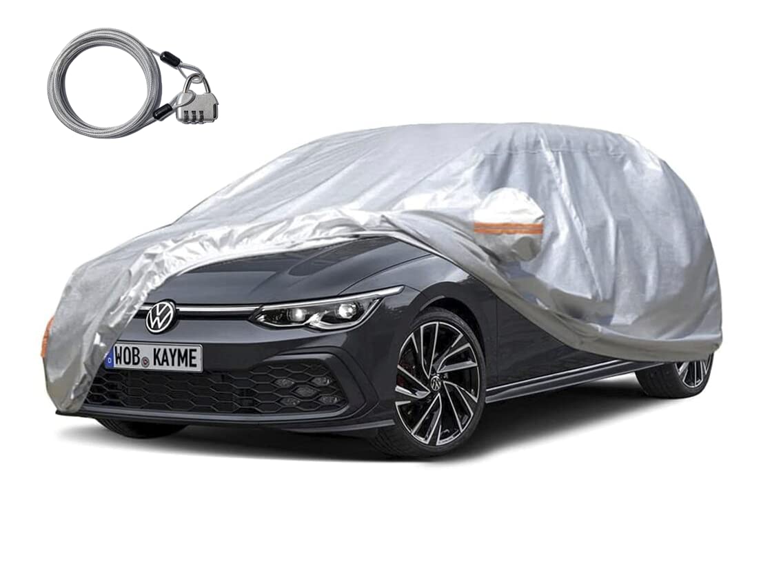 Kayme Hatchback Car Cover For Automobiles All Weather Waterproof, Outdoor Cover Sun Rain Protection, With Lock And Zipper Door,