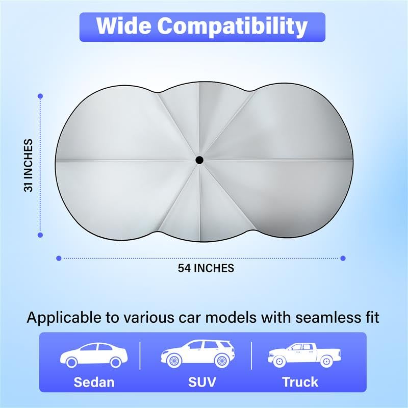 Econour Car Windshield Sunshade Umbrella | Foldable Car Windshield Sun Shade Cover | Front Car Window Shade For Maximum Uv Rays
