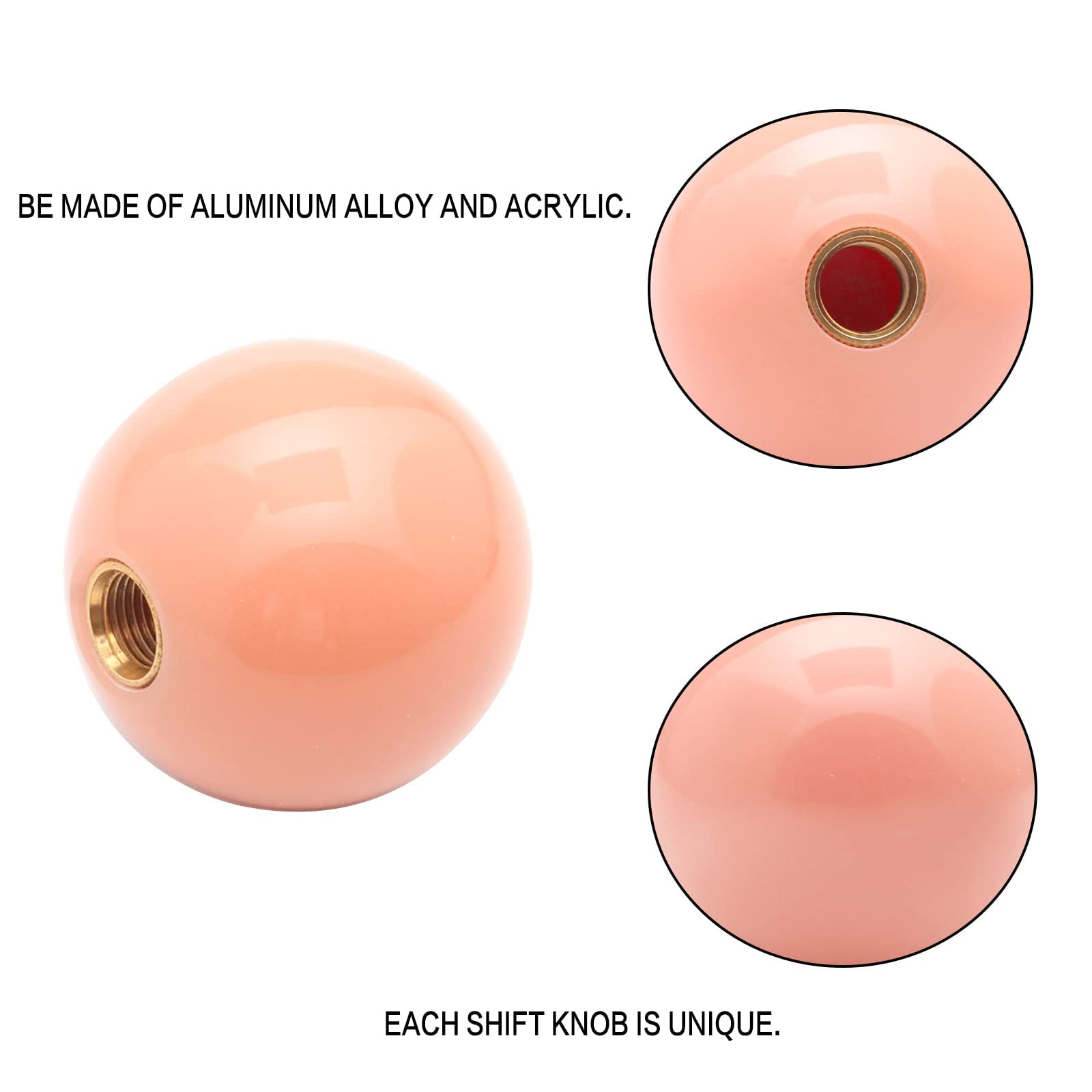 Yiuiy Round Ball Shift Knob Universal Luminous Gear Shift Knob 5 6 Speed For Manual Automatic Vehicles With Adapters (Pink To Re