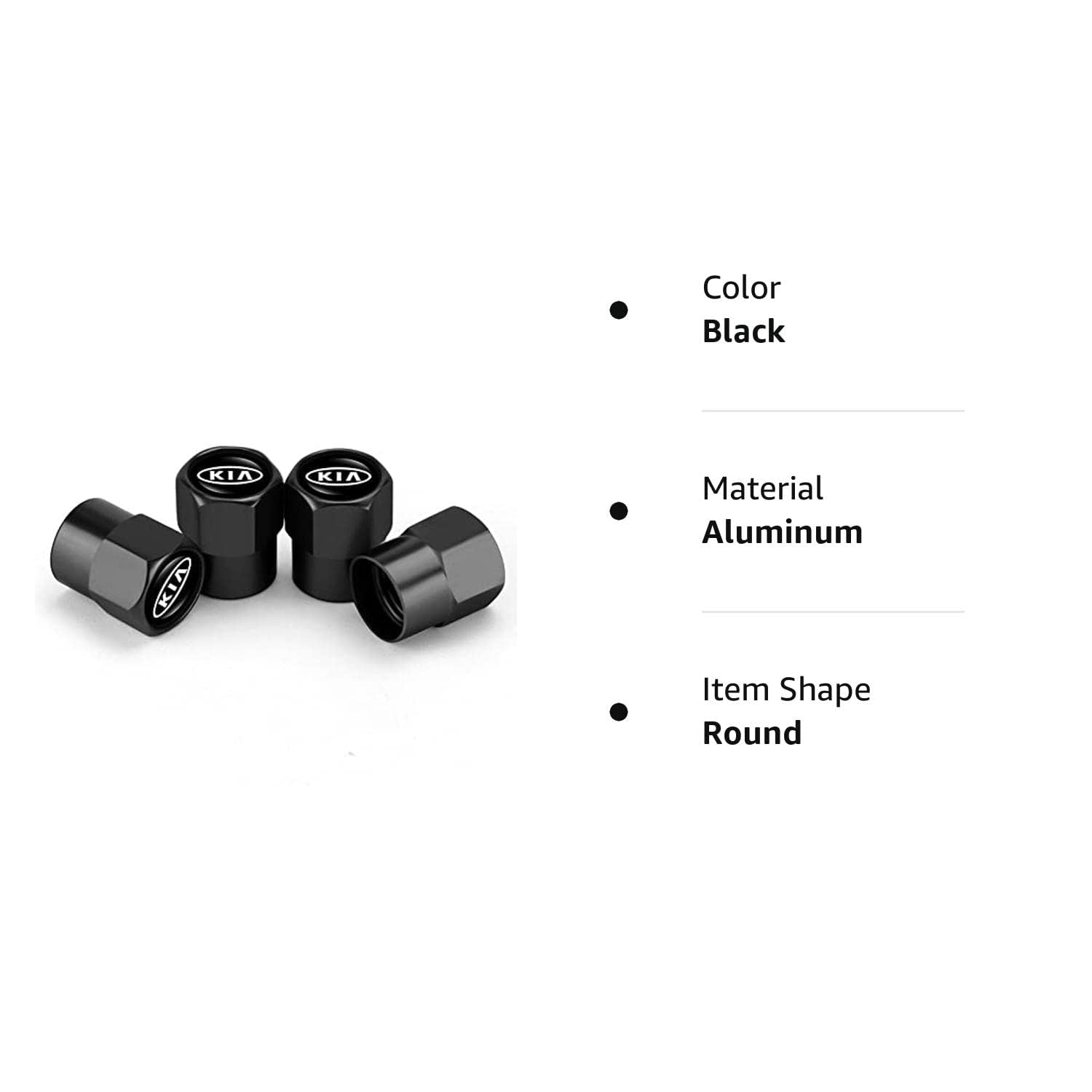 Hisport Replacement For Ki/A Stem Cap 4Pcs Universal Car Tire Valve Stem Caps Air Cover Car Accessories Hex 016 Black Stem Cover