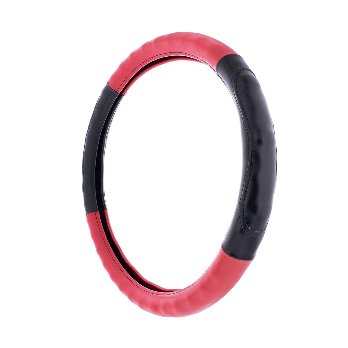United Pacific 70406 18 Two Tone Steering Wheel Cover, Engineered Leather Construction, Euro Style, Large Grip – One Steering Wheel Cover – Black & Red
