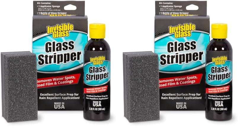 Invisible Glass 91411 3.38-Ounce Glass Stripper Water Spot Remover Kit Eliminates Coatings, Waxes, Oils And More To Polish And R
