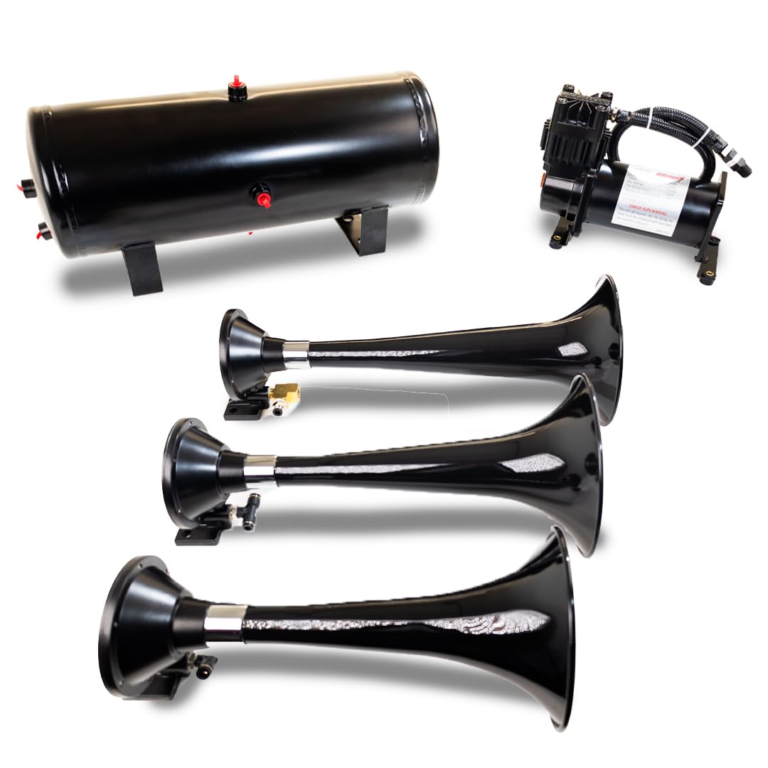 Kleinn Air Horns Hk7 Complete Triple Train Horn System - Black