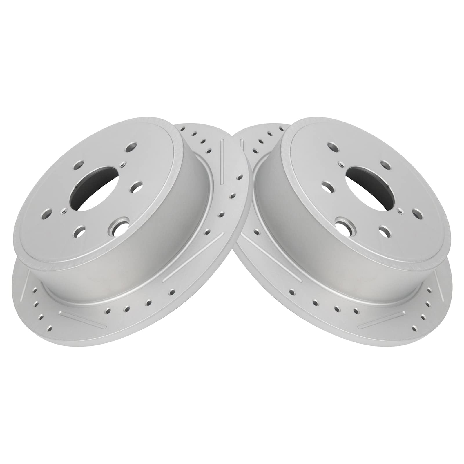 Trq Rear Performance Brake Rotors Set Premium G-Coated Cross Drilled & Slotted Compatible With 2015-2021 Subaru Wrx