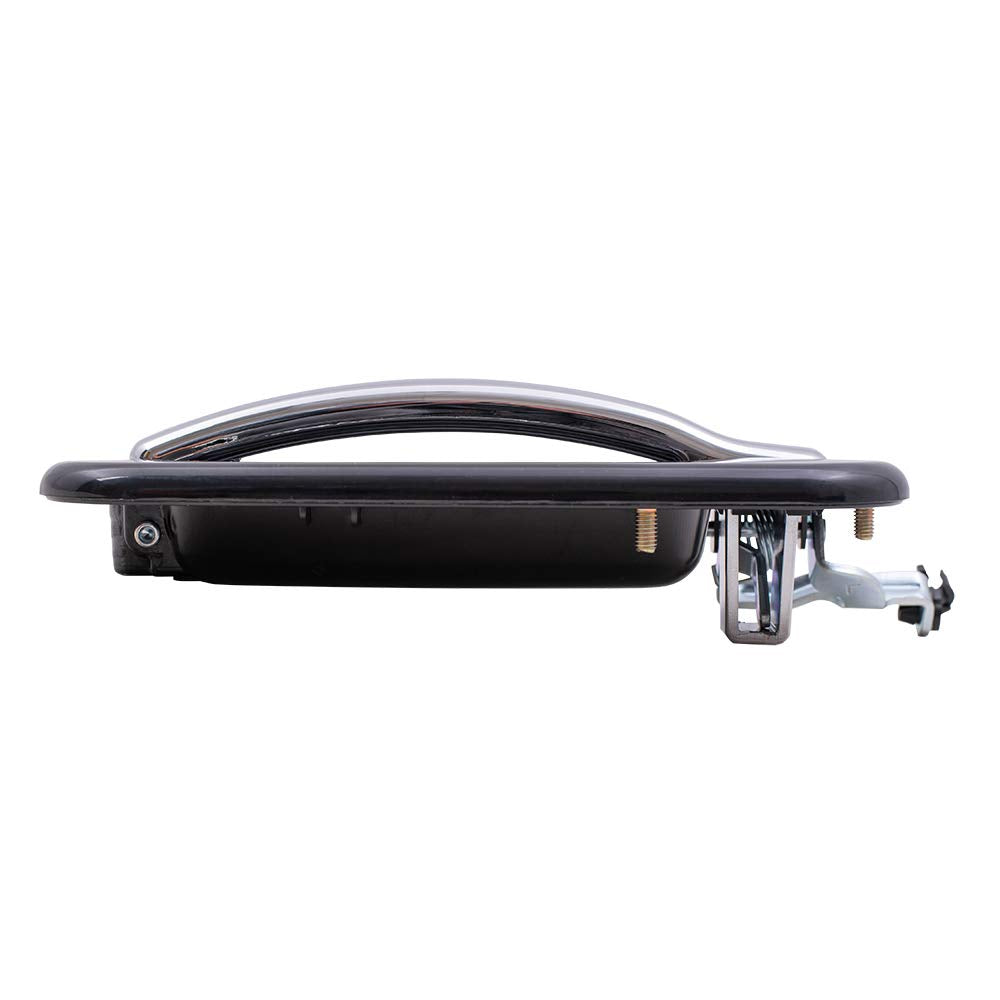 AutoandArt Brock Replacement Set Rear Outside Door Handles Black Bezels w/Chrome Levers Compatible with 2001-2007 Silverado Sierra Crew Cab Pickup Truck 15745141 15745140