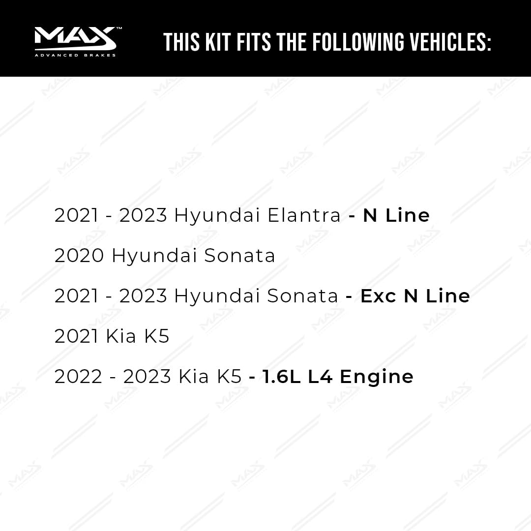 Max Advanced Brakes Front Brake Kit Compatible With 2020 2021 2022 2023 Hyundai Sonata Elantra Compatible With Kia K5 Replacemen
