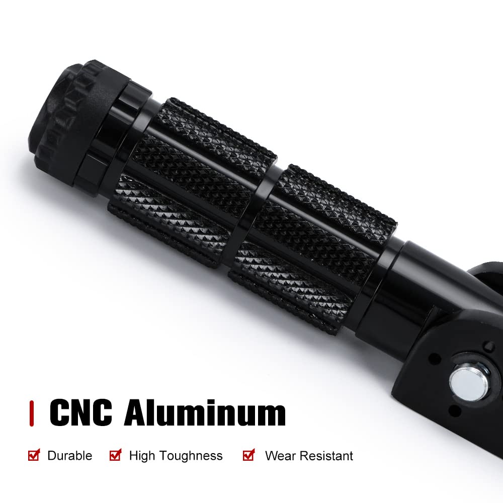 Ptnhz Universal Cnc Aluminum M8 Motorcycle Bike Foldable Foot Pegs Kickstand/Side Kick Stand Compatible For Honda Yamaha Suzuki