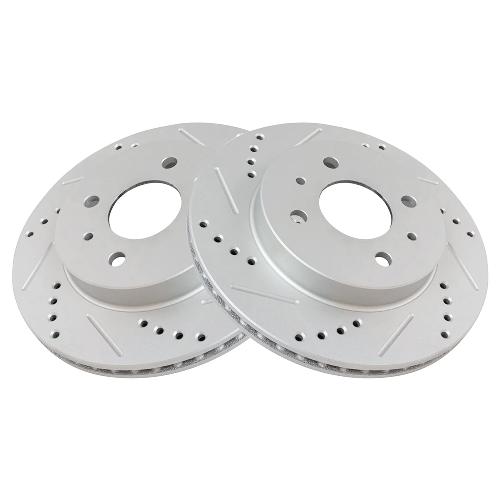 Trq Front Performance Brake Rotors Set Premium G-Coated Cross Drilled & Slotted Compatible With 1991-1992 Saturn Sc 1993-2002 Sc