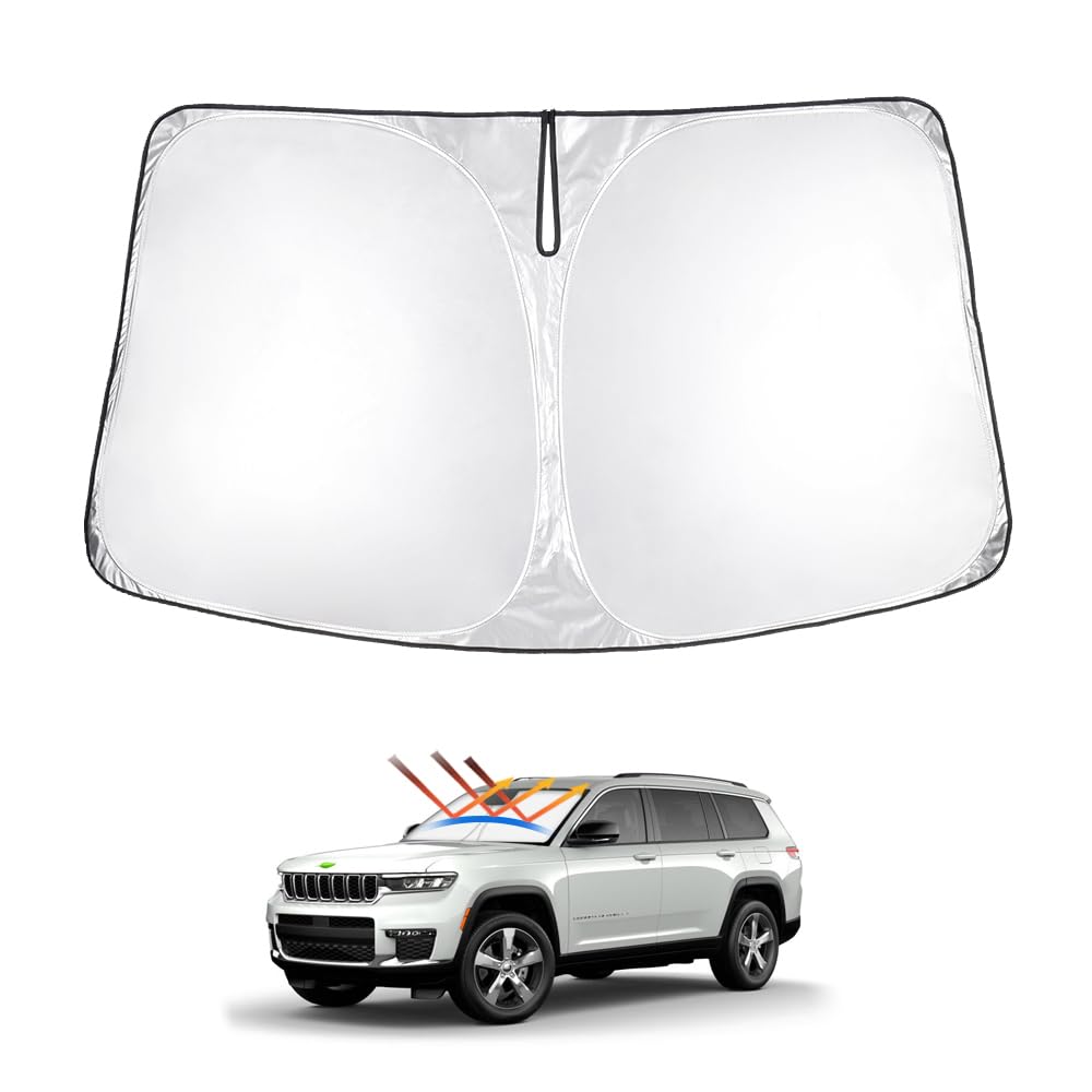 T Tgbros Windshield Sun Shade For Jeep Grand Cherokee L 2021-2025 Accessories Foldable Sun Shield Front Window Sunshade Cover Su
