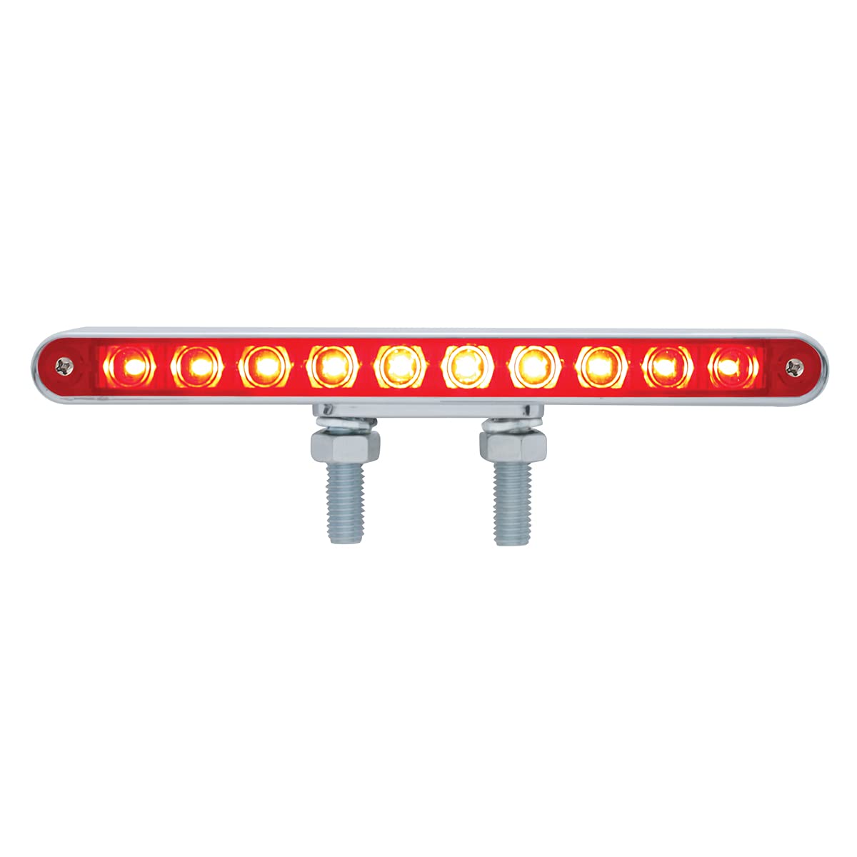 United Pacific 39201 10 LED 9&quot; Double Face Light Bar (Amber & Red LED/Amber & Red Lens)