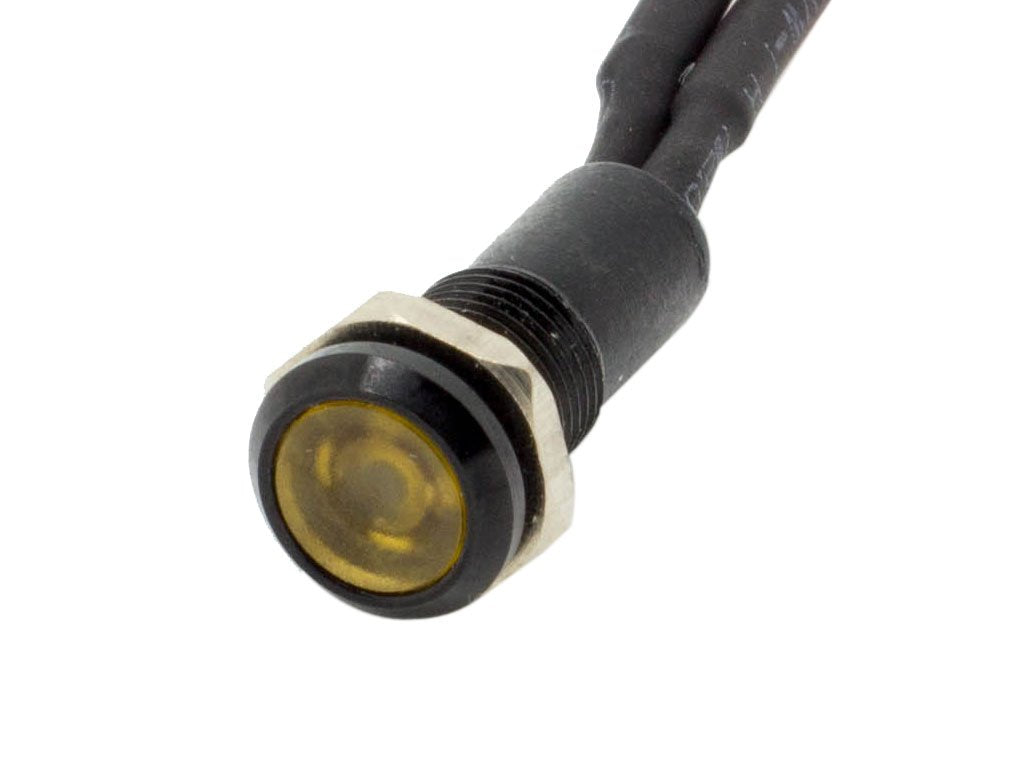 Alpinetech 6mm 1/4 Amber 12V LED Metal Indicator Pilot Custom Dash Light Lamp with Black Body PLB-6