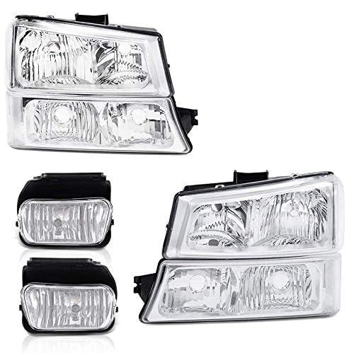 Pit66 Headlights & Fog Lights Set, Compatible With 03-06 Chevy Silverado 1500 2500 3500 Hd Models/03-06 Chevy Avalanche 1500 250