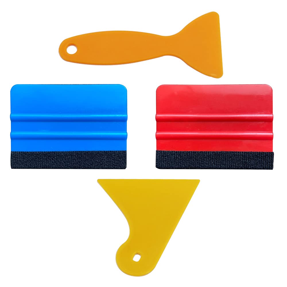Utsauto Felt Edge Squeegee Car Wrapping Tool Kits 4 Inch Vinyl Wrap Squeegee Applicator Tool For Car Vinyl Wrap, Window Tint, Wa