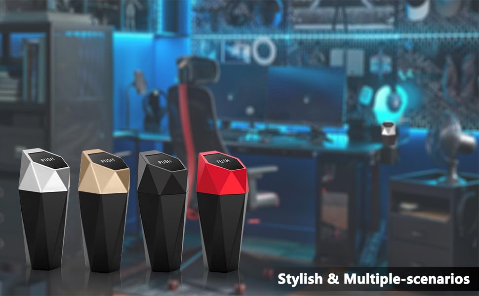 Ginsco Car Trash Can Cup Holder, Mini Car Trash Can With Lid, Car Accessories For Interior, Leakproof Small Trash Cup For Car, H