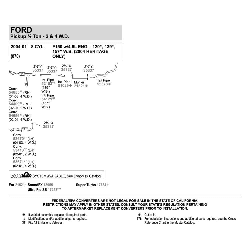 Walker 52153 Exhaust Pipe For Ford F-150