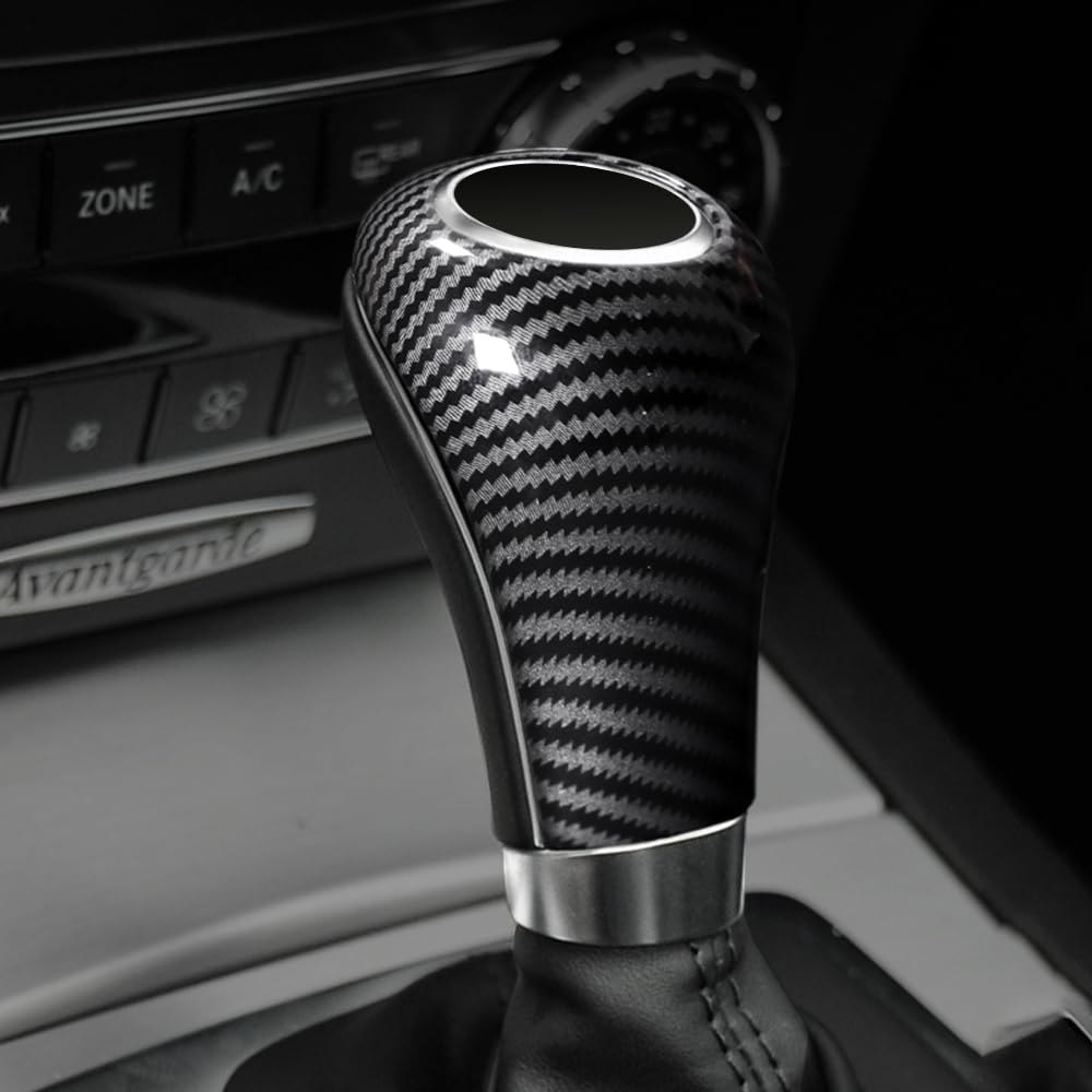 Charminghorse 1 Piece Carbon Fiber Car Gear Shift Knob Cover Sticker Interior Trim Compatible With W204 W212 A G E C Class Cls A