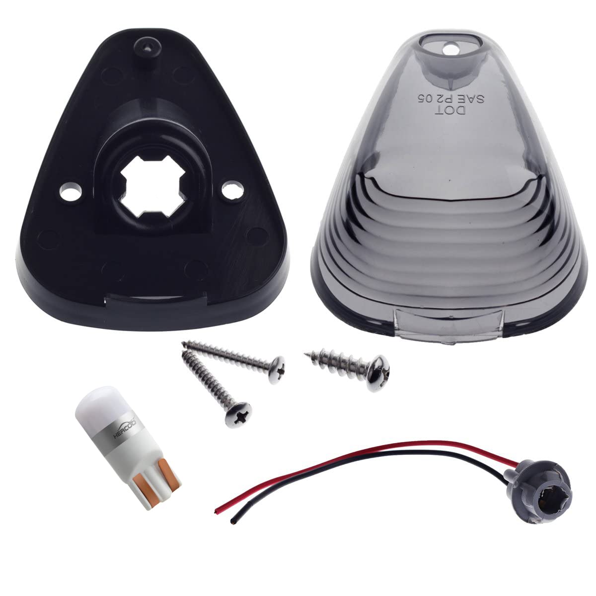 Hercoo Smoke Roof Cab Marker Lights Lens W/Led Assembly Aftermarket Replacement Compatible With F150 F250 F350 F450 F550 Super D