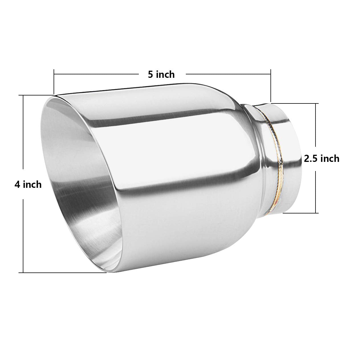 Lcgp 2.5'' To 4'' Diesel Exhaust Tip, 5'' Overall Length, Double Wall Design