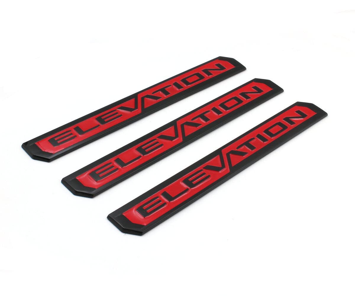 Set of 3 Elevation Emblems Door Tailgate 3D Badge Nameplate Replacement for 2019-2021 Sierra 84682634 (Red)
