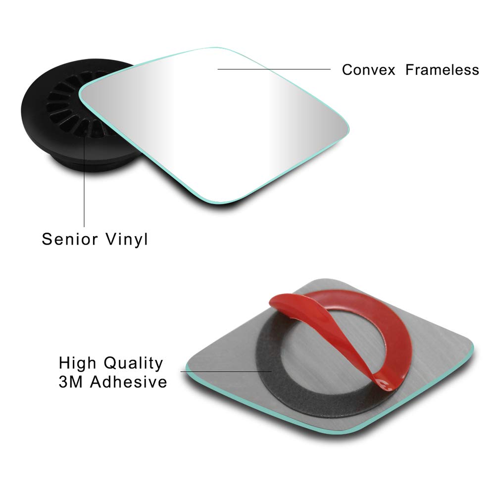 Pomfw Blind Spot Mirror, 2 Inch Rearview Convex Side Mirrors For Cars Suv Truck Van Stick On 3M Adhesive, Rear View Hd Glass Frameless Sway Rotate Adjustable Wide Angle 2Pcs (Rhombus)